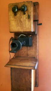 estate sale, old telephone, wall phone