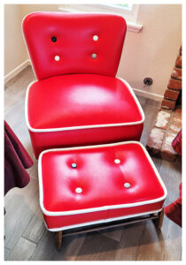 retro, vintage, red chair, 50's furniture, estate sale